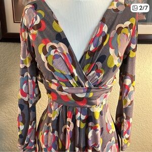 Boden Multicolor Long Sleeve Wrap Dress